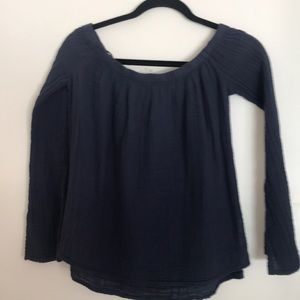 Navy blue top off shoulder